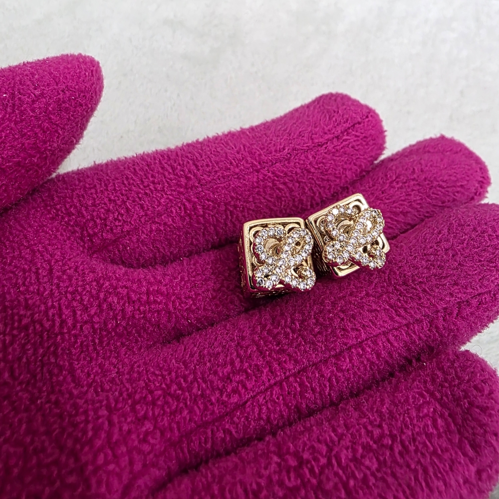 Fashion Inspired Gold Stud Earrings - Picture 2 of 5